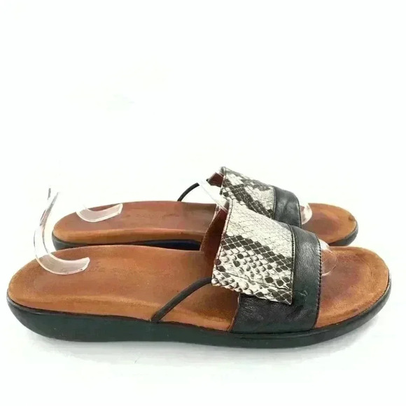 Gentle Souls by Kenneth Cole sandals 8.5 Golum black cream leather snakeskin - Picture 14 of 14